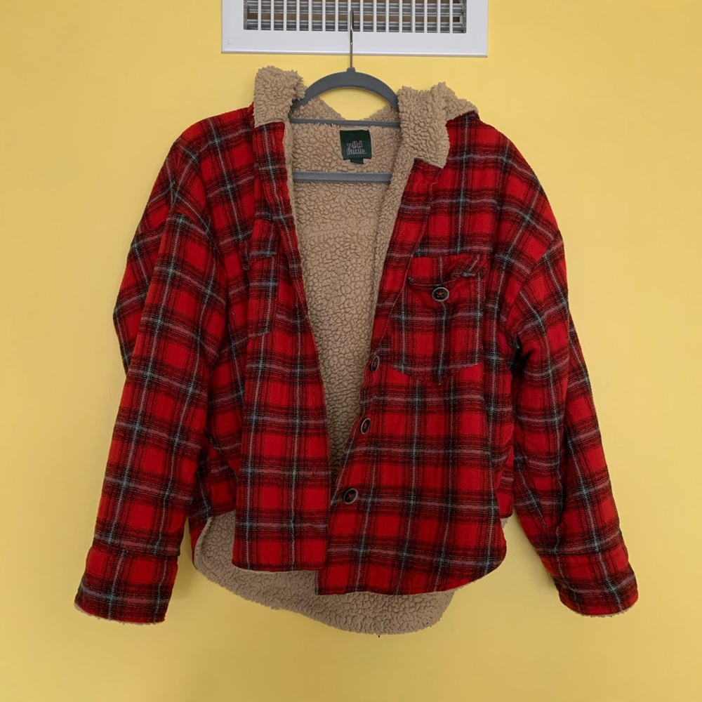 Cropped Sherpa flannel